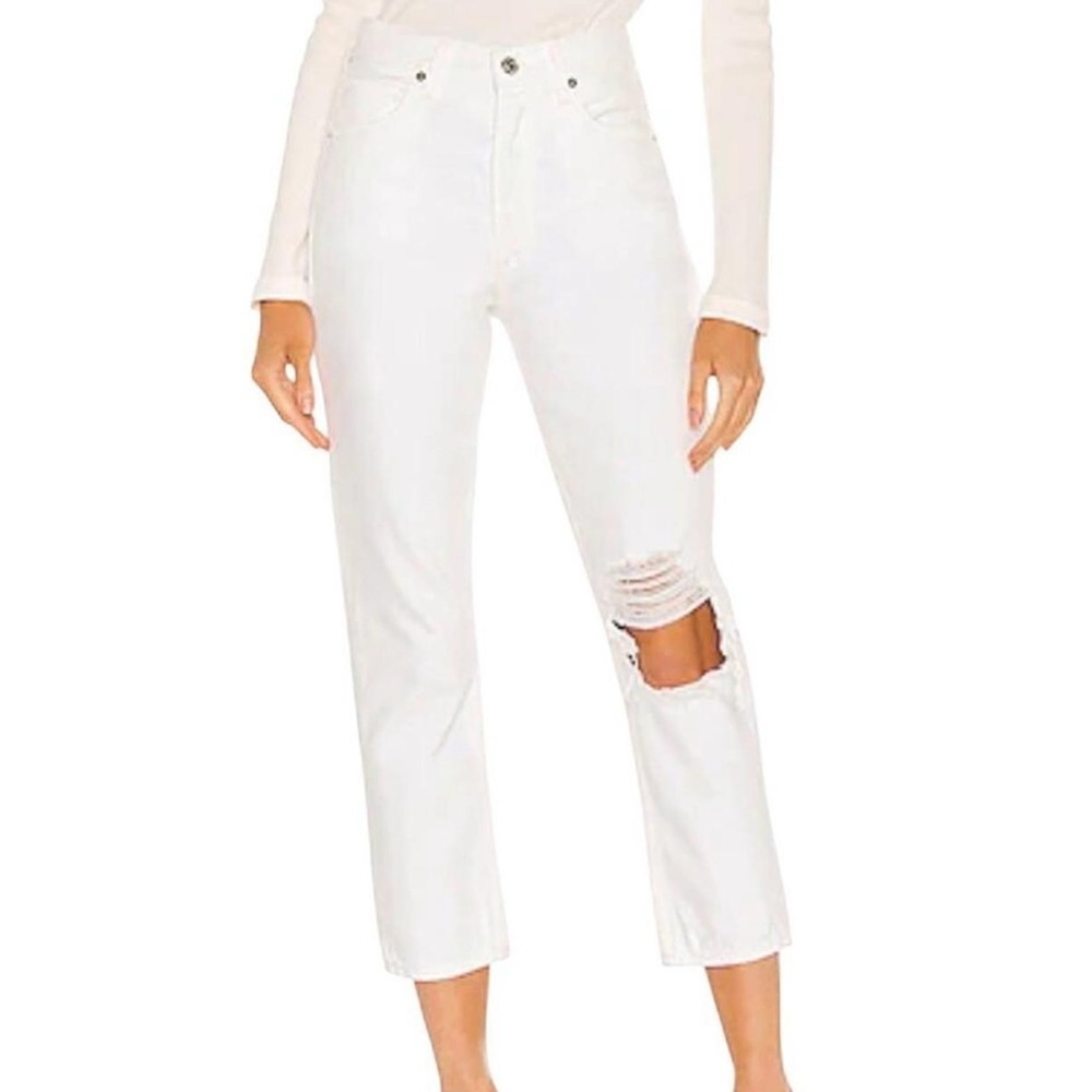 Citizens of Humanity Charlotte Crop HighRise White Denim Cotton Jeans size 29